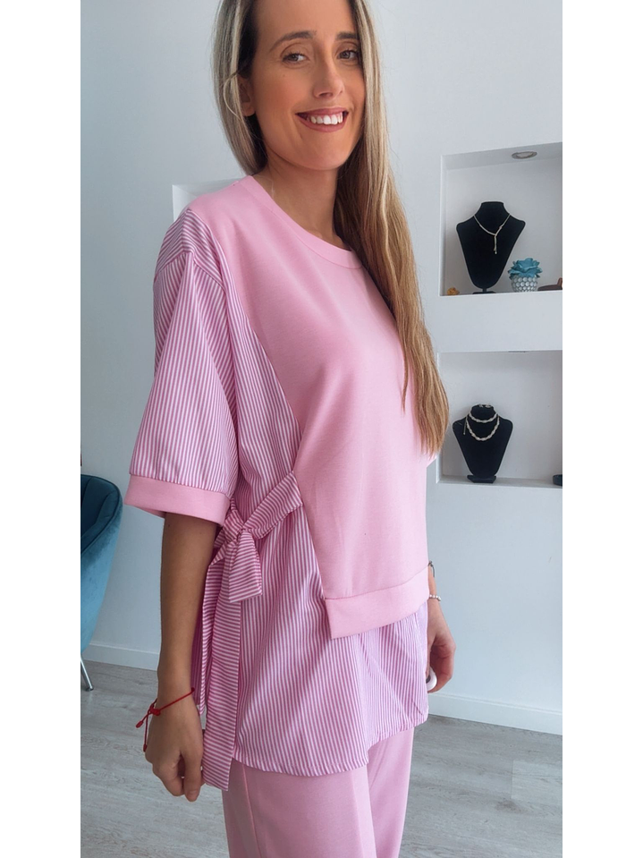 Conjunto calça e blusa com detalhes em camisa - TU 9
