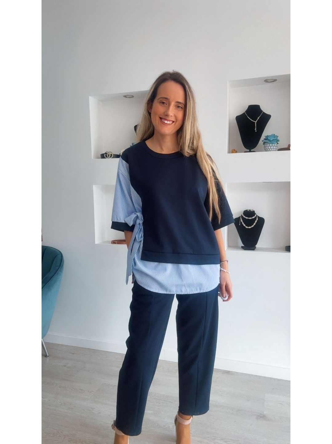 Conjunto calça e blusa com detalhes em camisa - TU 11