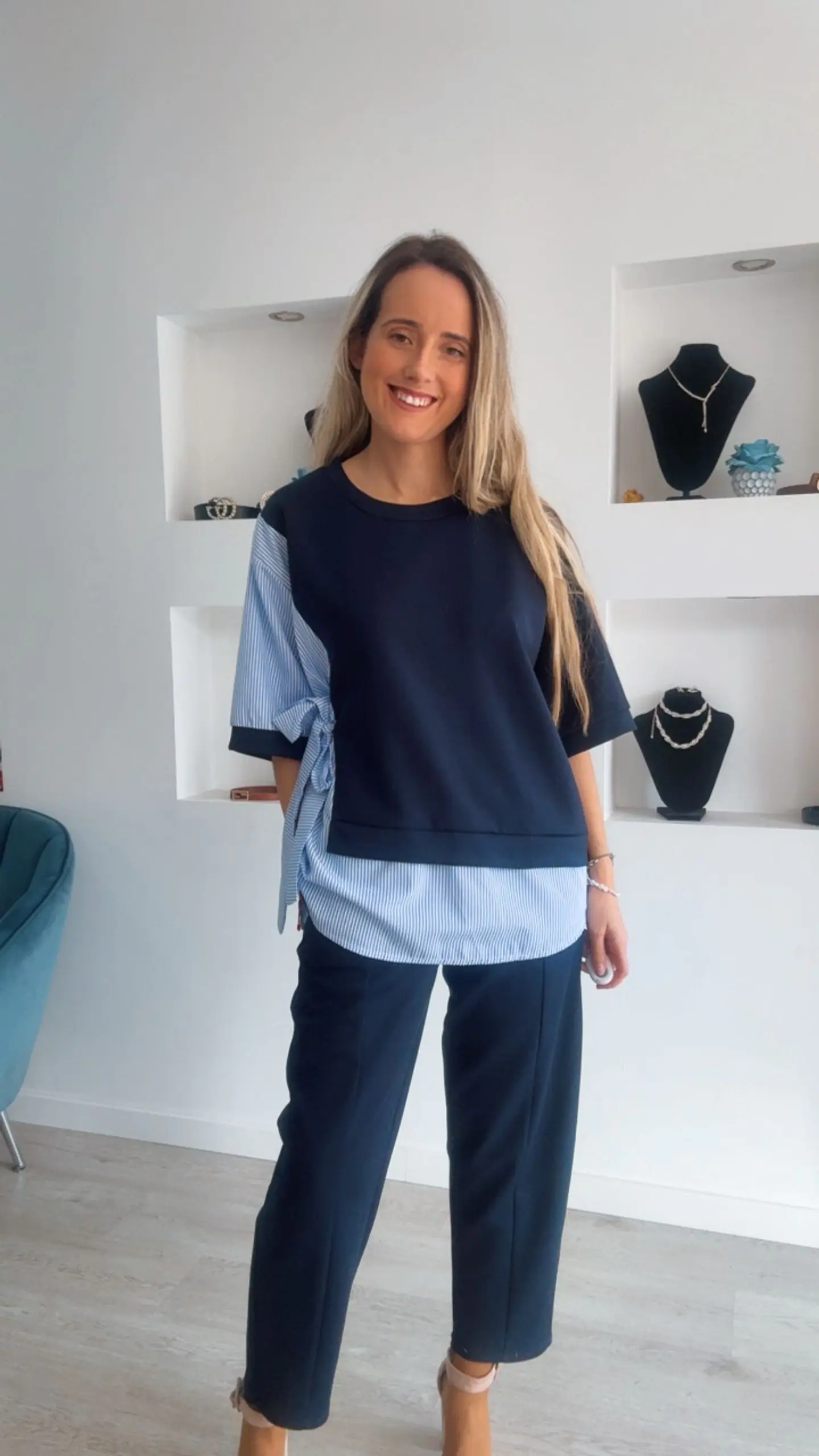 Conjunto calça e blusa com detalhes em camisa - TU 11