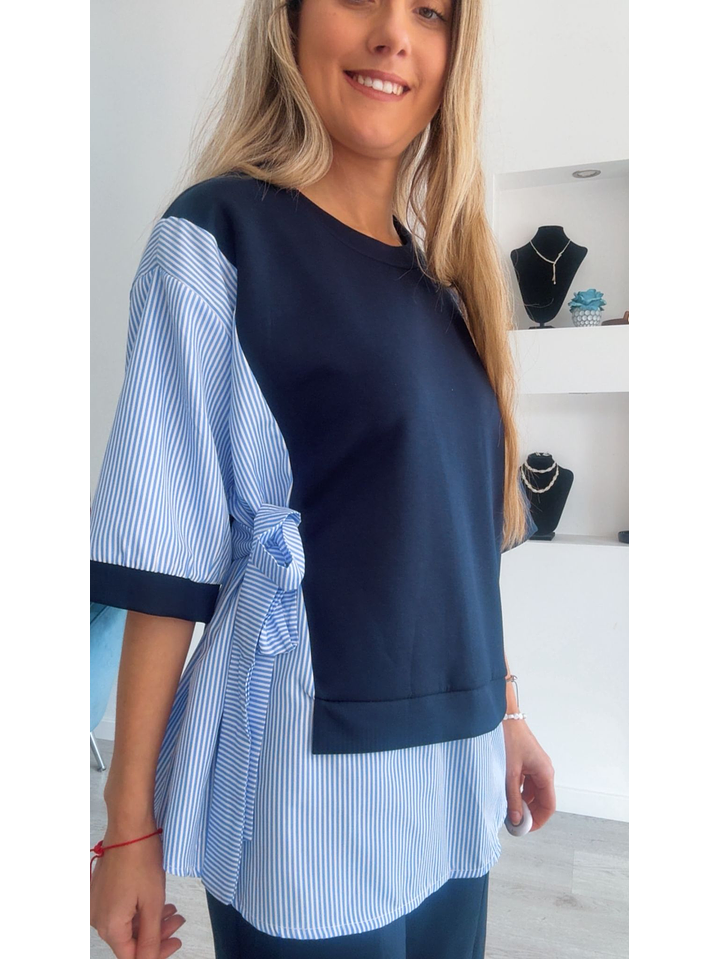 Conjunto calça e blusa com detalhes em camisa - TU 13