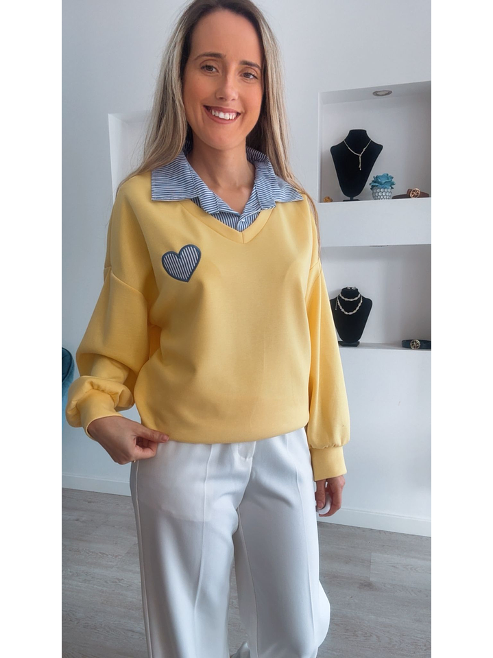 Camisola com camisa incluída e coração - TU 1