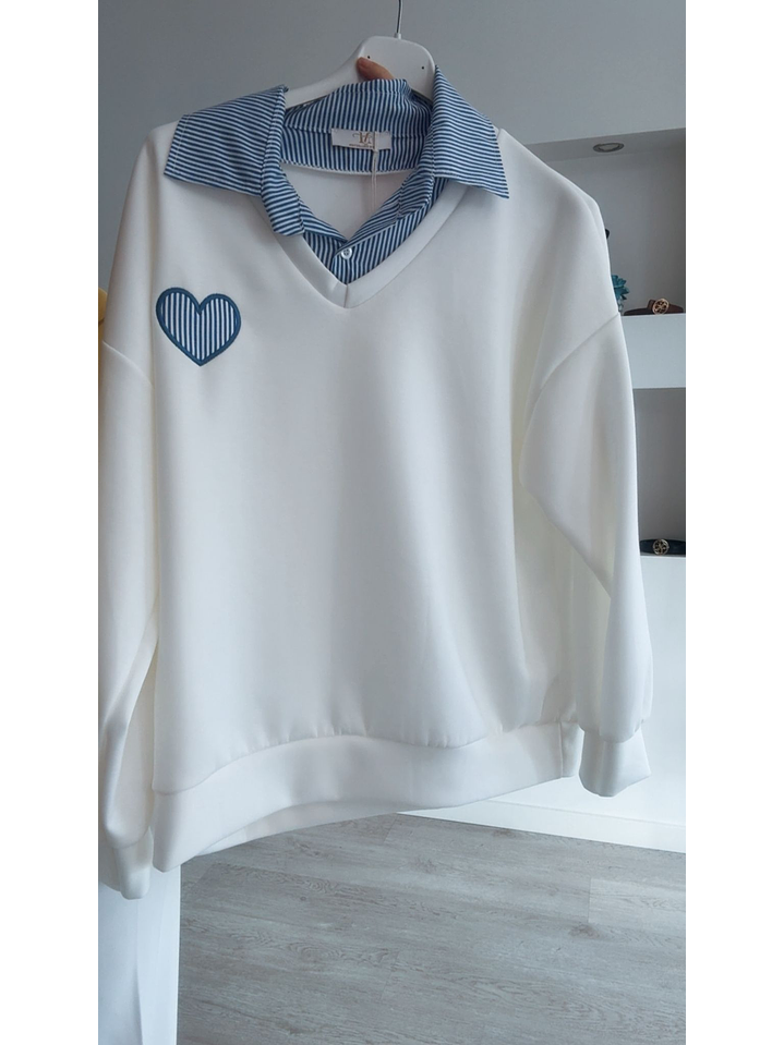 Camisola com camisa incluída e coração - TU 3