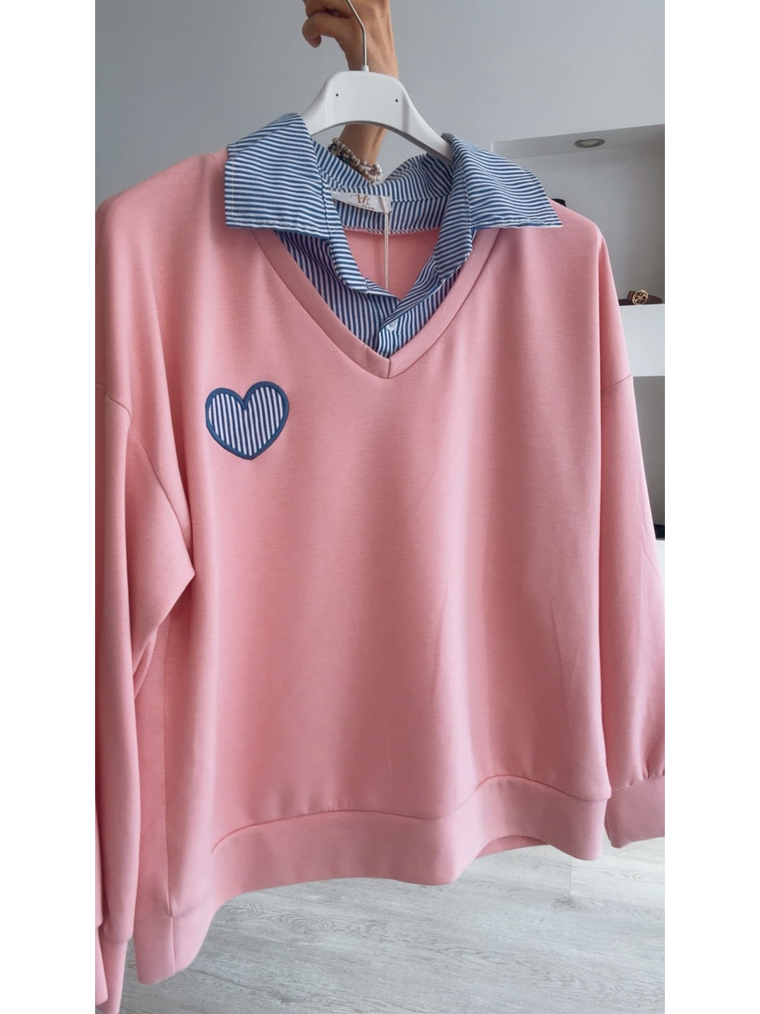 Camisola com camisa incluída e coração - TU 5