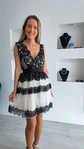Vestido de folhos com renda preta - vignette 4