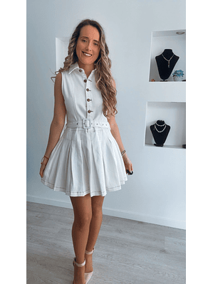 Vestido em ganga com pregas