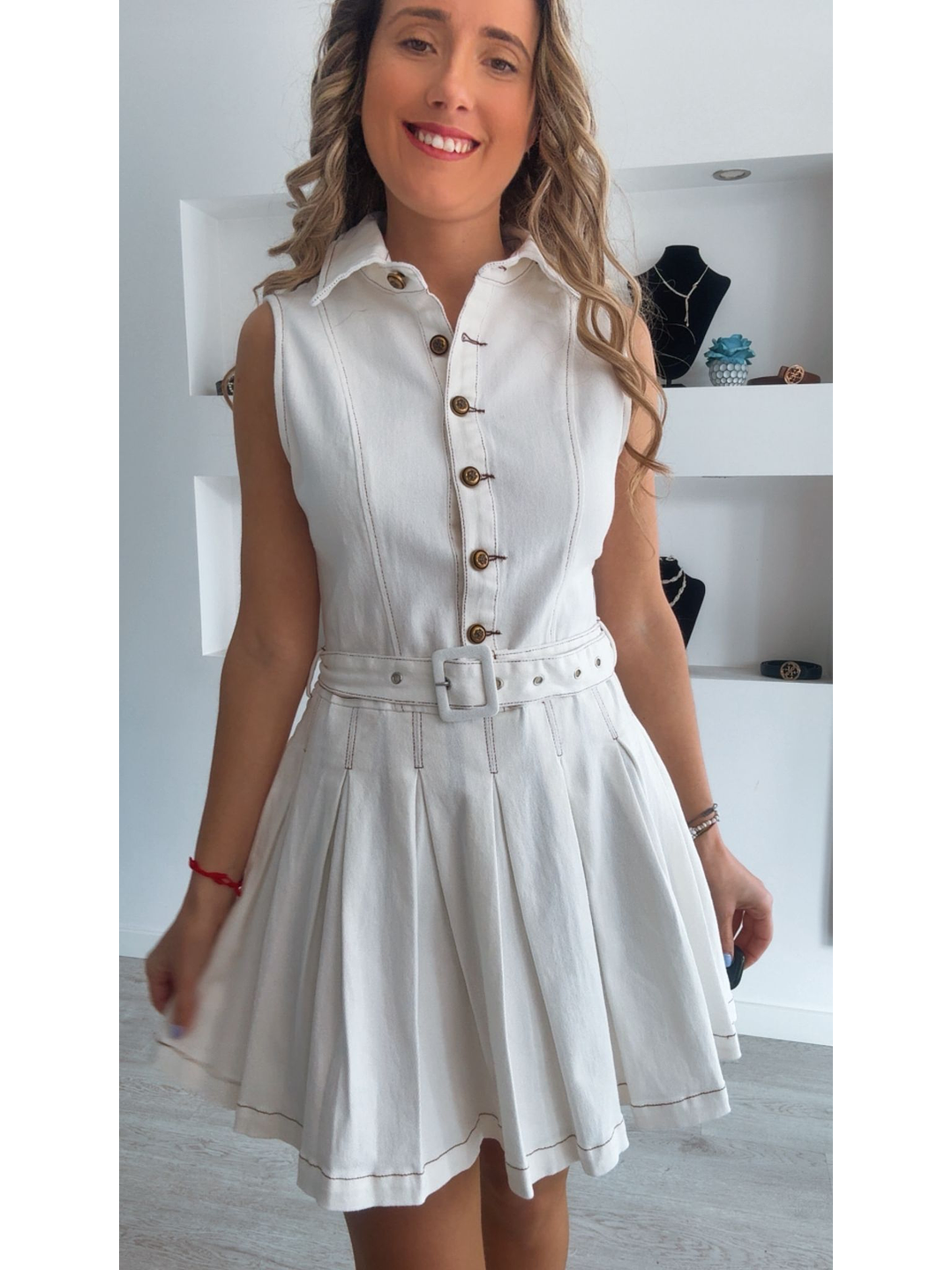 Vestido em ganga com pregas 5