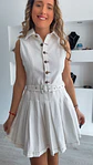 Vestido em ganga com pregas - vignette 5