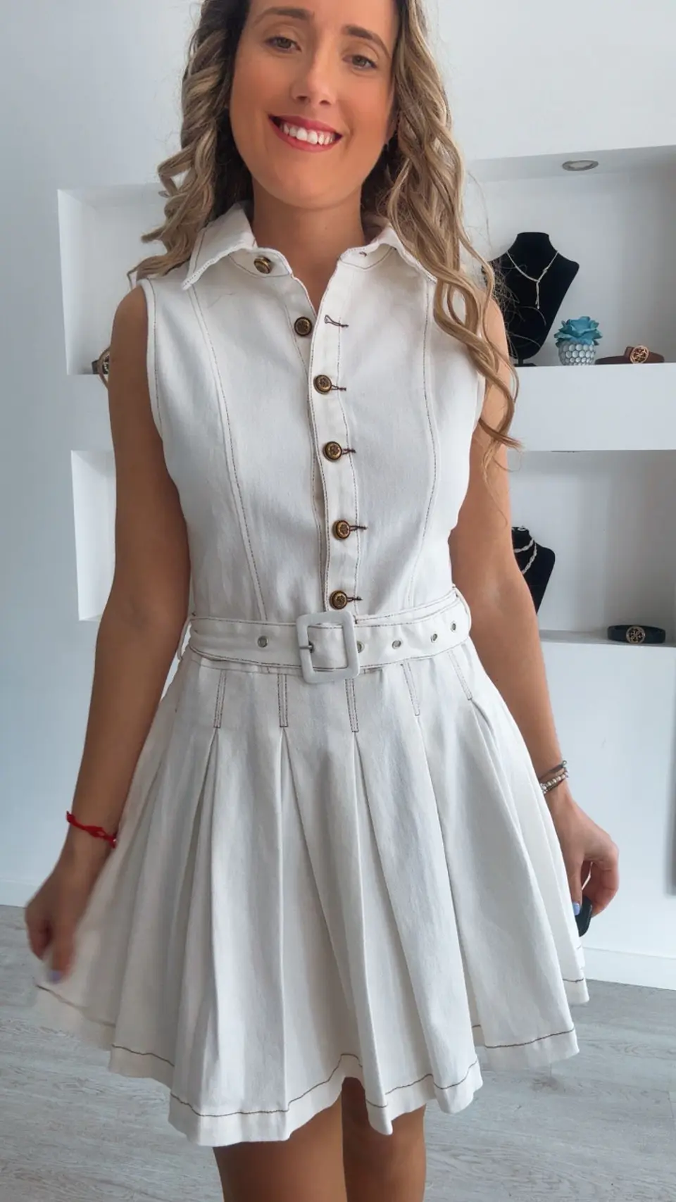 Vestido em ganga com pregas 5