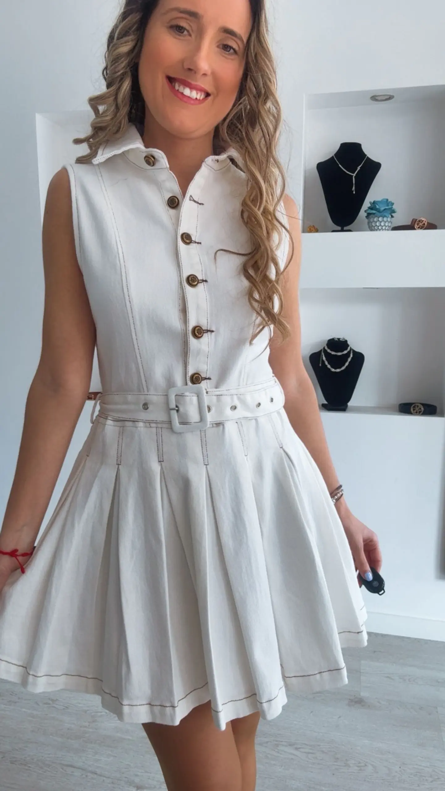 Vestido em ganga com pregas 7