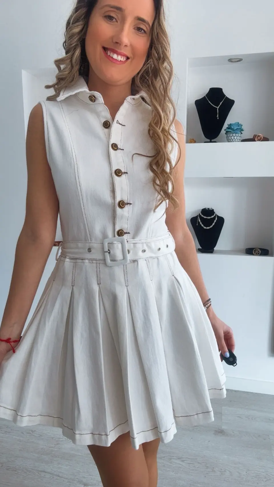 Vestido em ganga com pregas 7