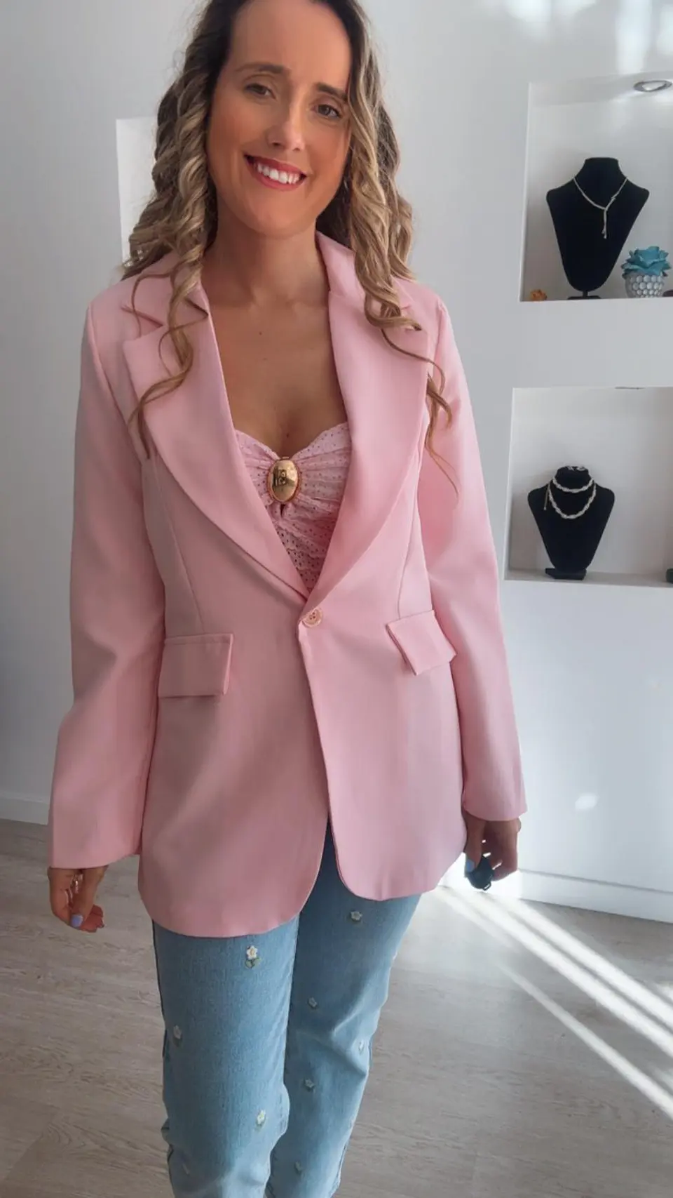 Blazer rosa com botão - TU 5