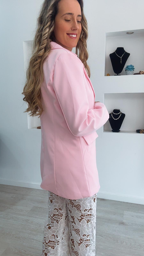 Blazer rosa com botão - TU