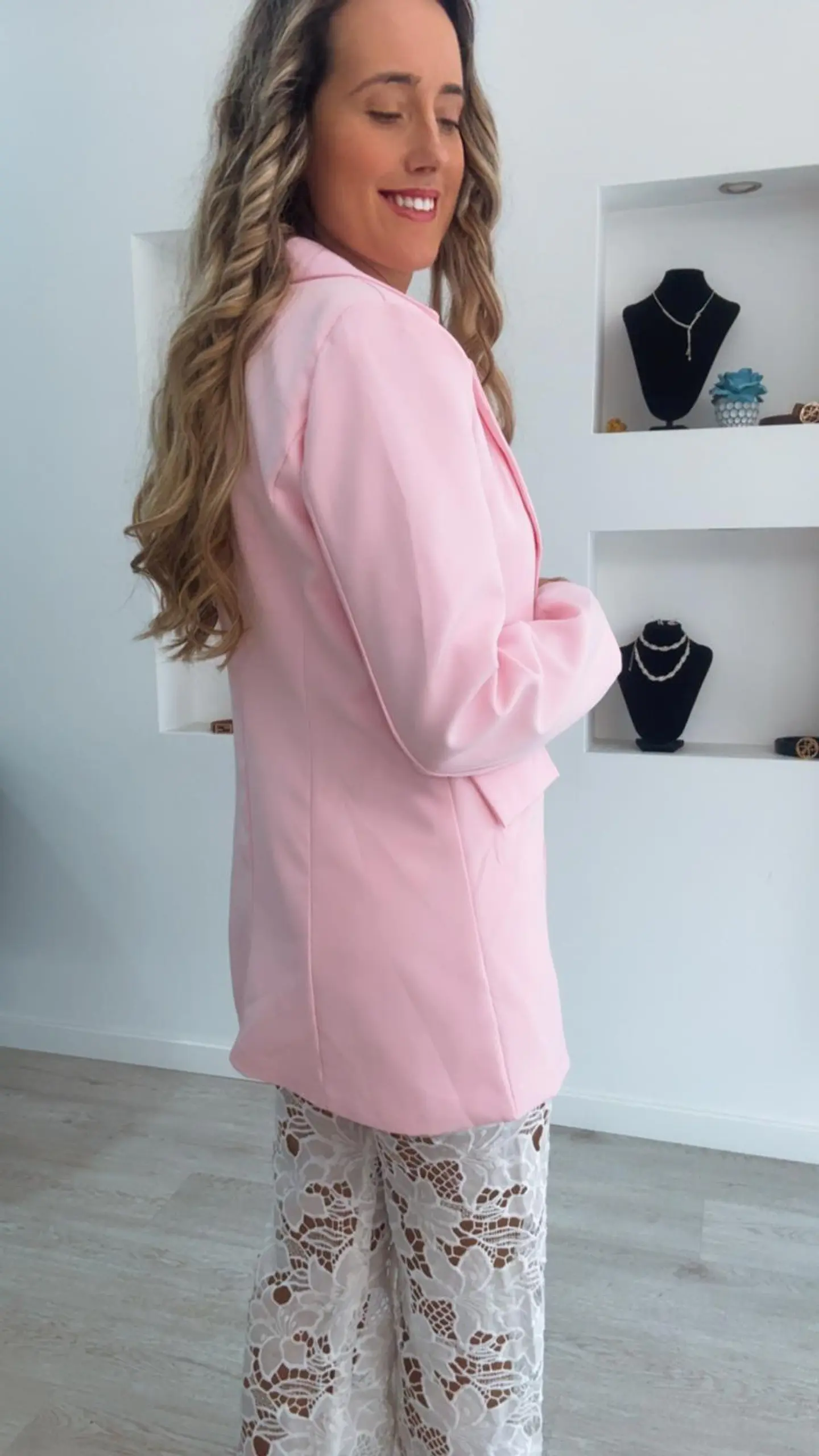 Blazer rosa com botão - TU 2