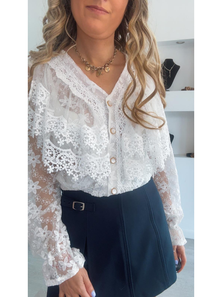 Camisa com renda e folhos - TU 4