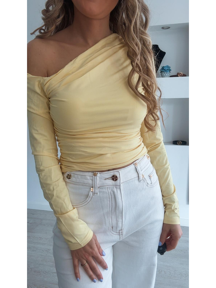 Camisola assimétrica sem ombro 7