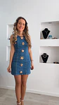 Vestido curto de ganga com detalhes em dourado - Vorschaubild 1