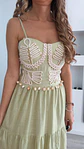 Vestido em linho com racha e conchas na cinta - Thumbnail 6