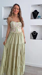 Vestido em linho com racha e conchas na cinta - Thumbnail 7