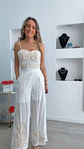 Conjunto top e calça em linho com bordados - Thumbnail 6