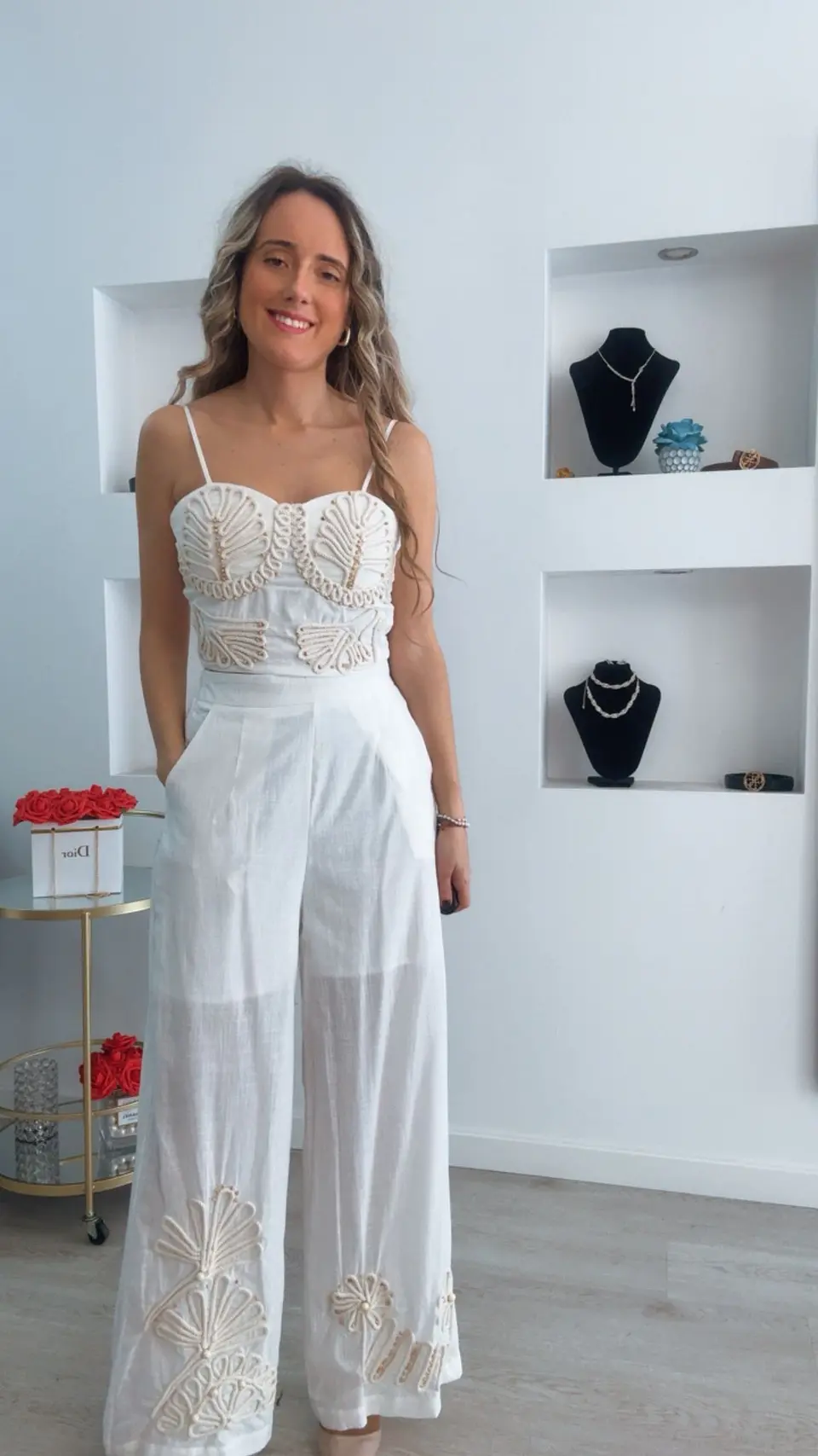 Conjunto top e calça em linho com bordados 6