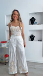 Conjunto top e calça em linho com bordados - Thumbnail 8