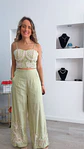 Conjunto top e calça em linho com bordados - Thumbnail 1
