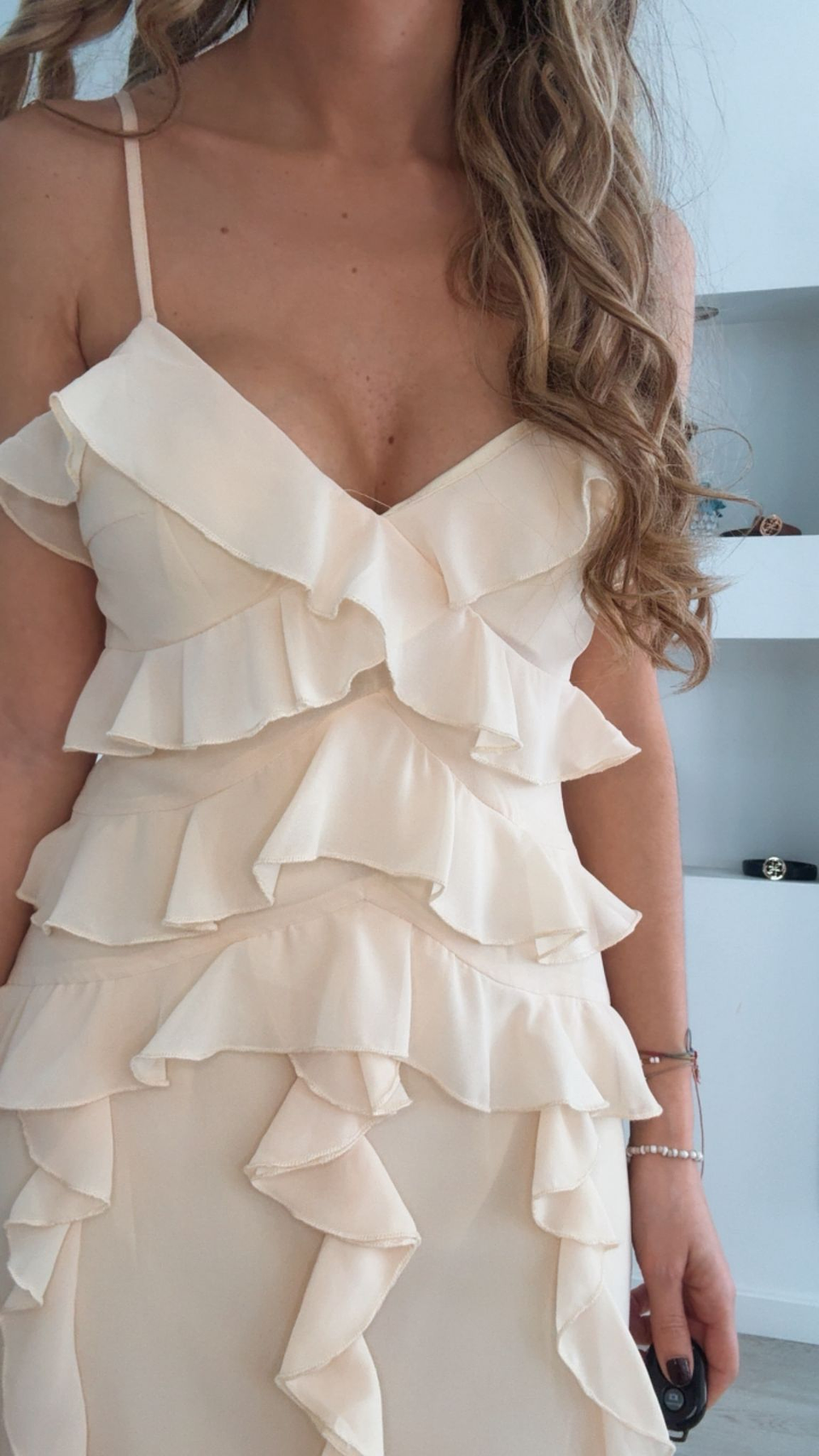 Vestido de folhos comprido 8