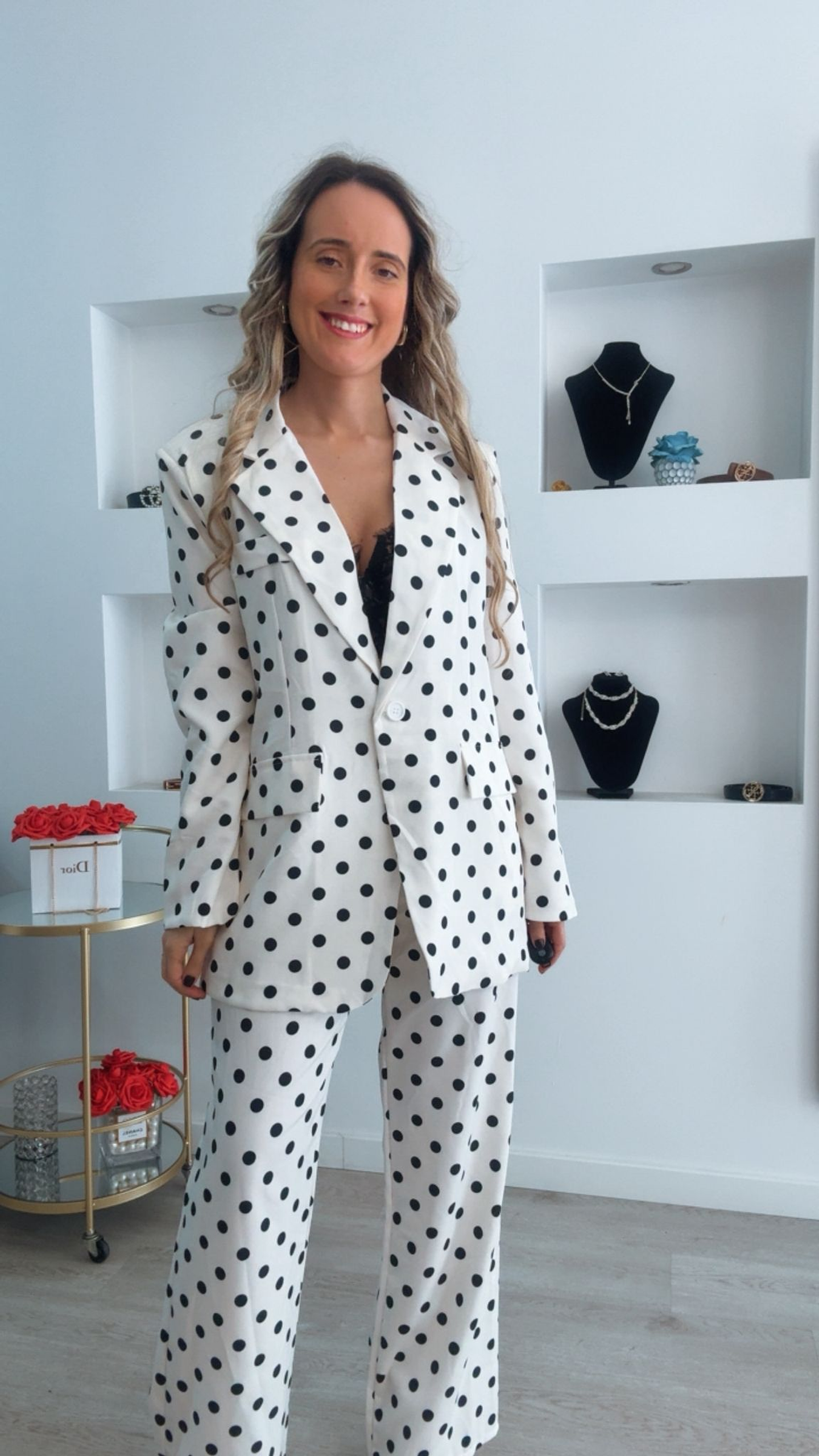 Fato de blazer e calça com bolinhas - TU 1