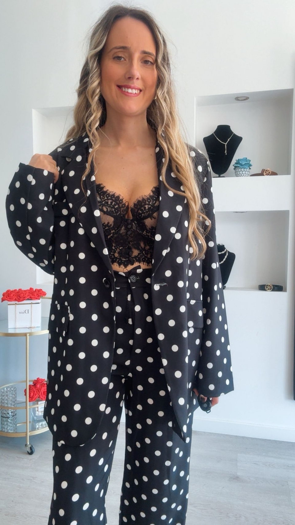 Fato de blazer e calça com bolinhas - TU 7