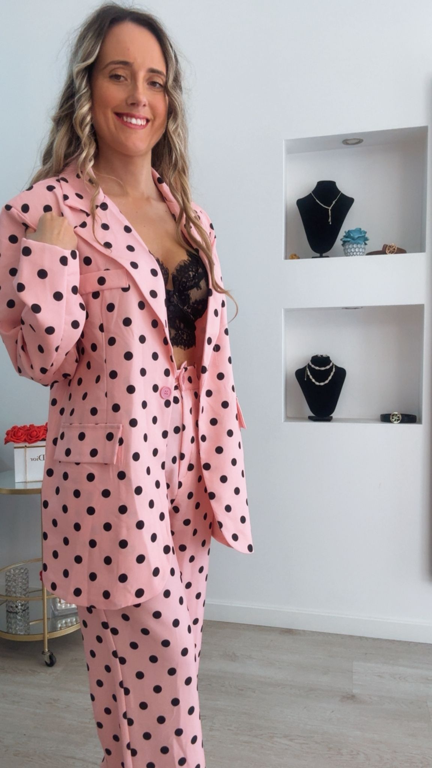 Fato de blazer e calça com bolinhas - TU 10