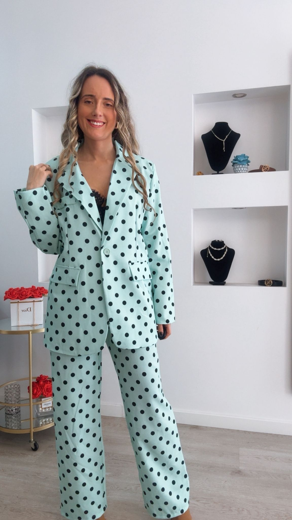 Fato de blazer e calça com bolinhas - TU 11