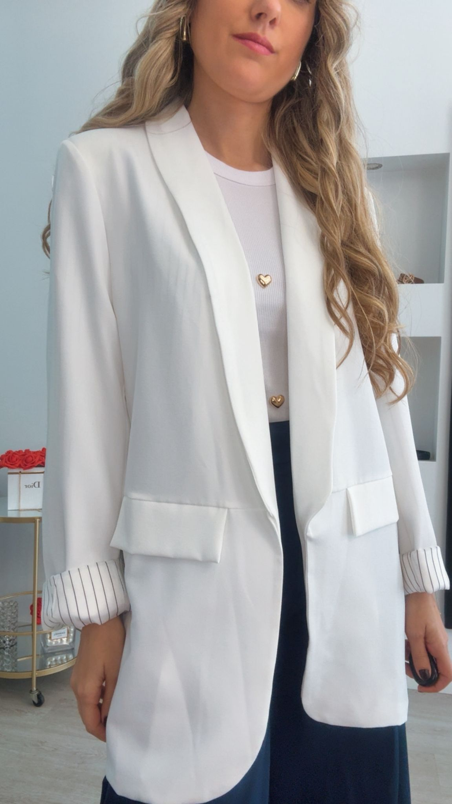 Blazer de manga comprida com forro às riscas - TU 3