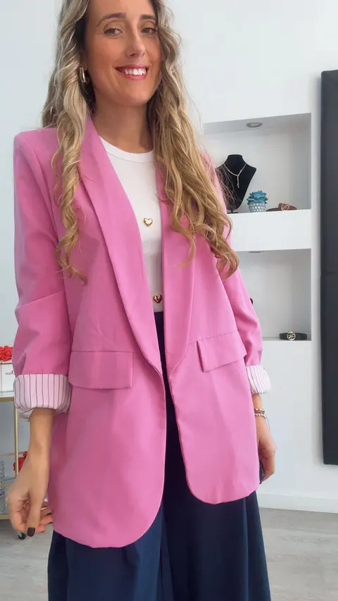 Blazer de manga comprida com forro às riscas - TU