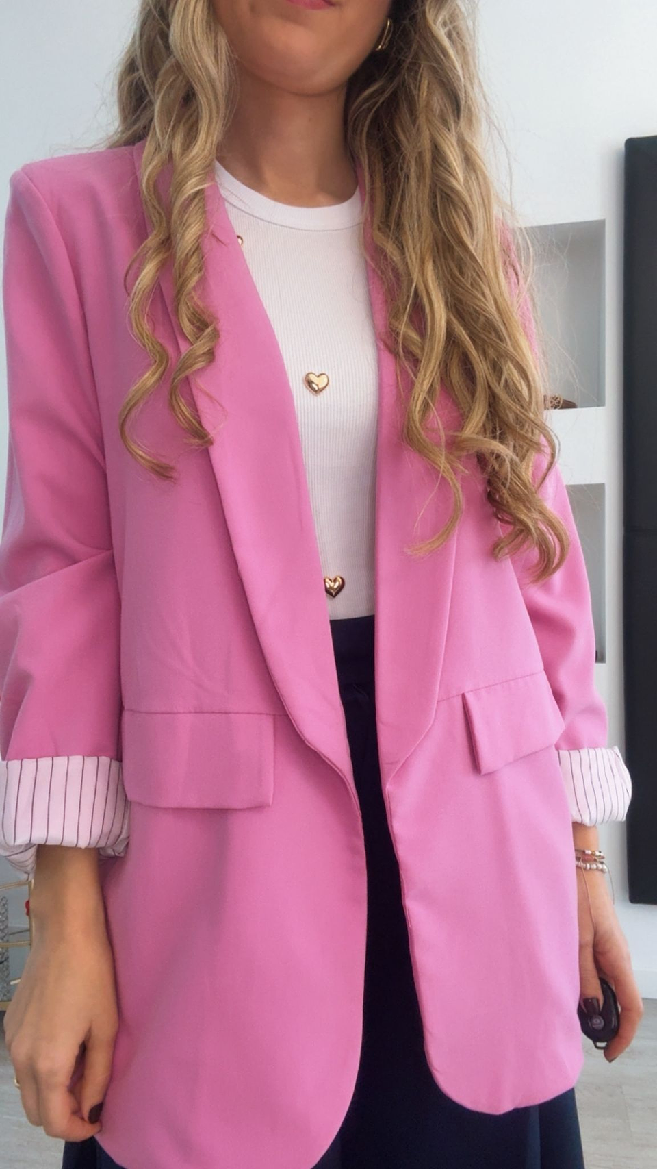 Blazer de manga comprida com forro às riscas - TU 2