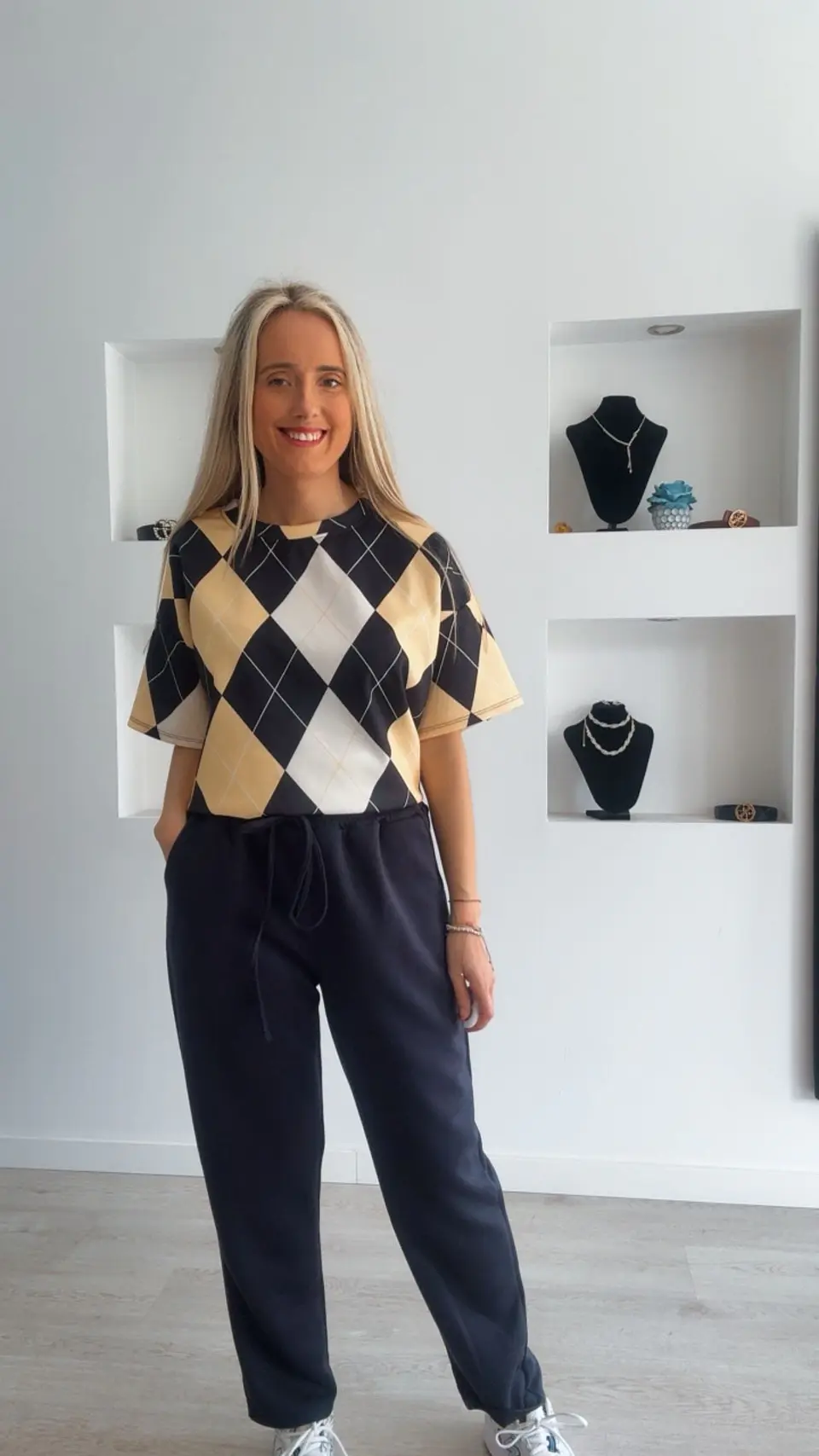 Fato de treino com losangos de manga curta - TU 8