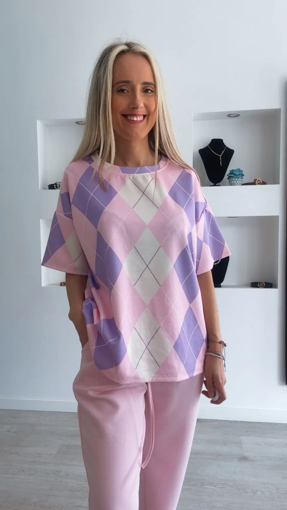 Fato de treino com losangos de manga curta - TU 3