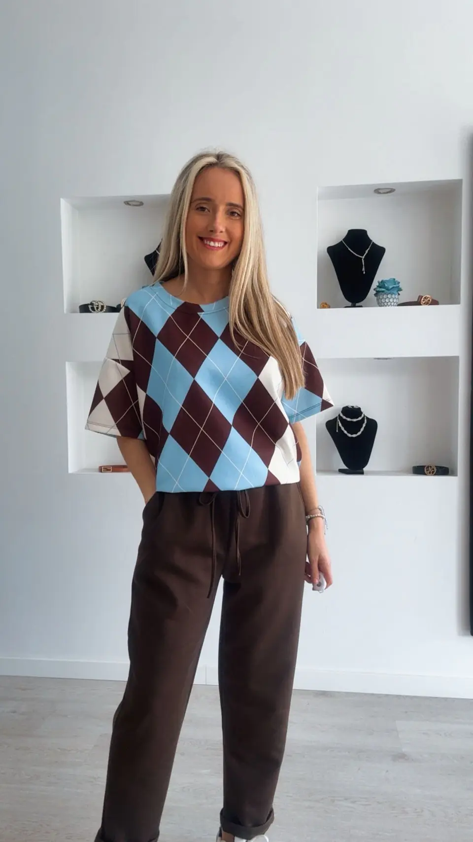 Fato de treino com losangos de manga curta - TU 14