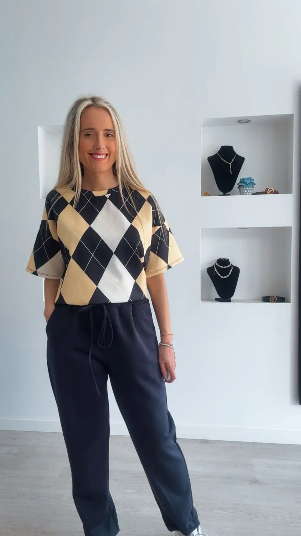 Fato de treino com losangos de manga curta - TU 6