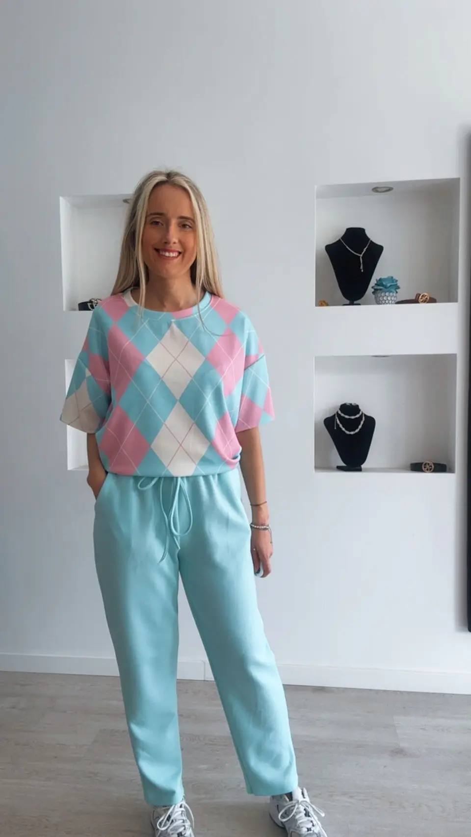 Fato de treino com losangos de manga curta - TU 15