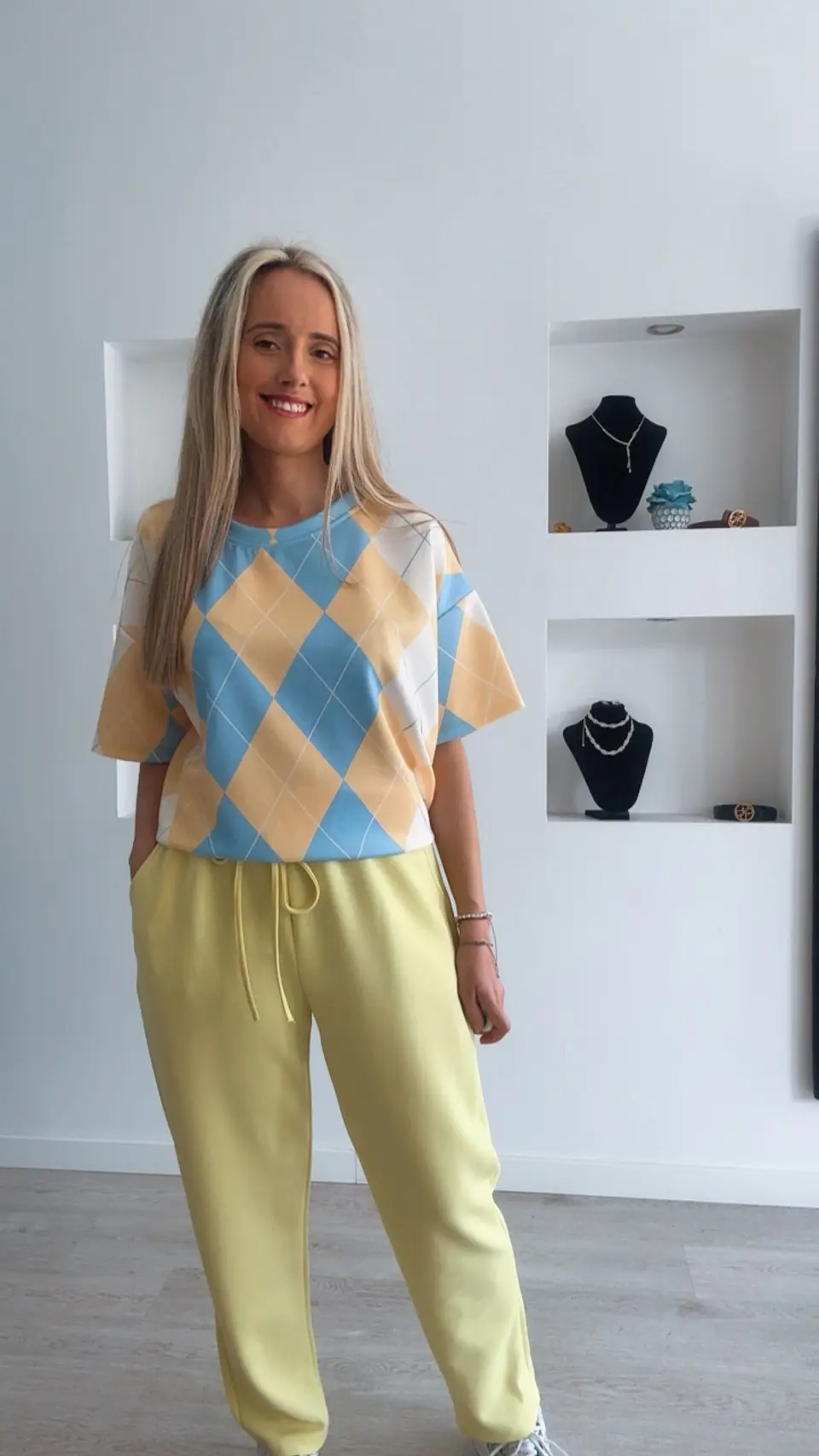 Fato de treino com losangos de manga curta - TU 11