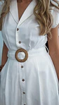 Vestido com detalhe de botões castanhos e cinto - Thumbnail 3