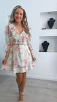 Vestido florido com manga 3/4 - vignette 1