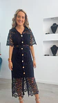 Vestido midi em renda com cinto - TU - vignette 6