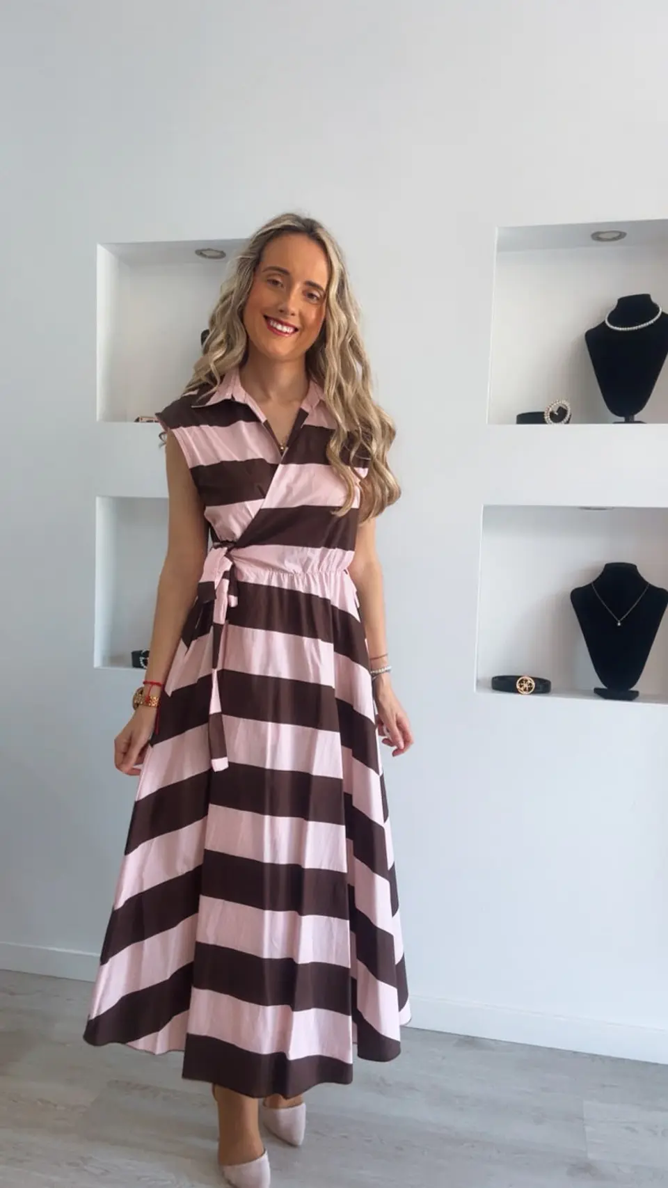Vestido trespasse com riscas - TU 1