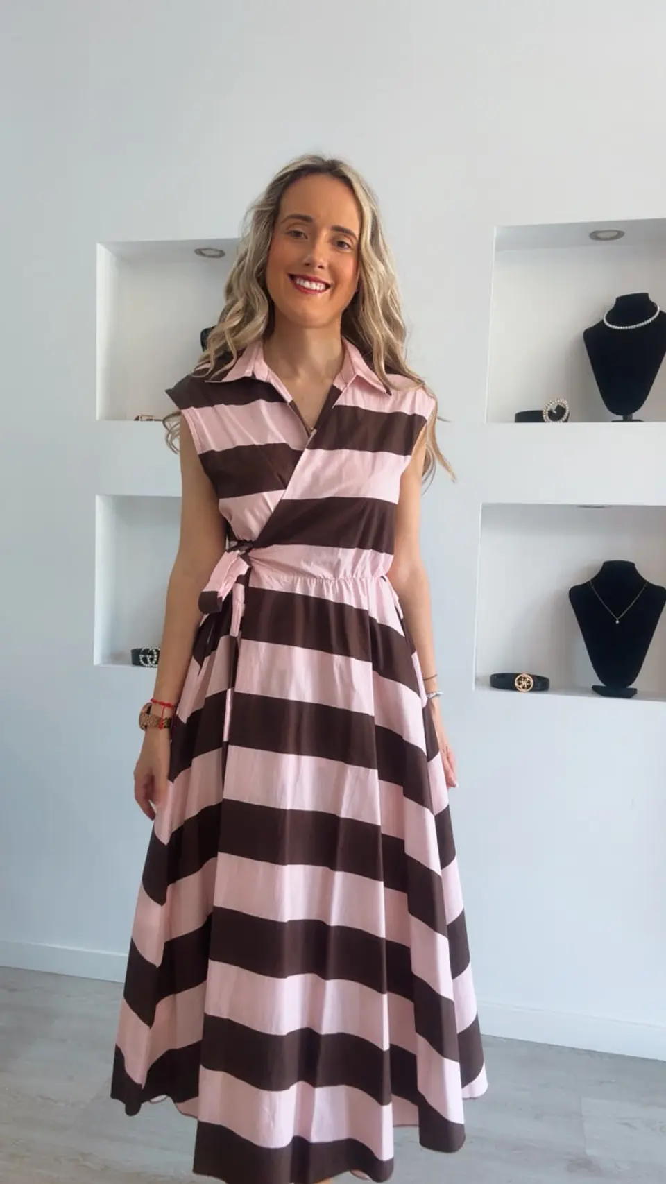 Vestido trespasse com riscas - TU 4