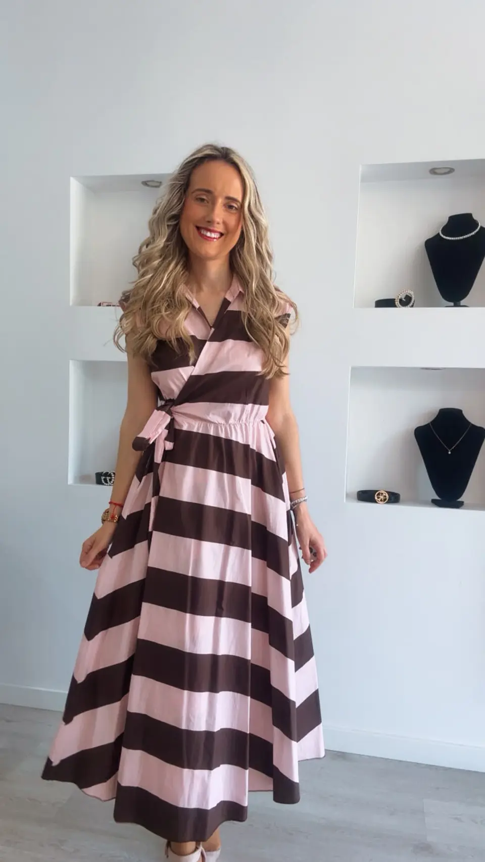 Vestido trespasse com riscas - TU 5