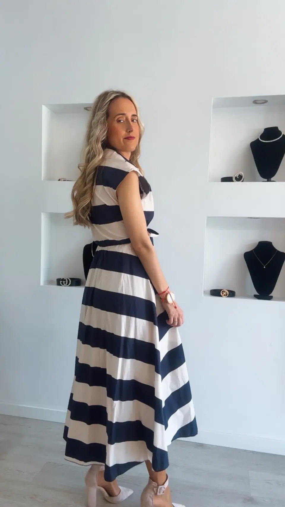 Vestido trespasse com riscas - TU 7