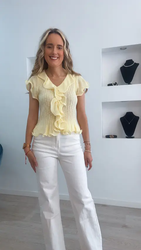 Blusa amarela com folhos - TU