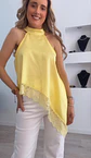 Blusa em cetim assimétrica com detalhes em renda - TU - thumbnail 1