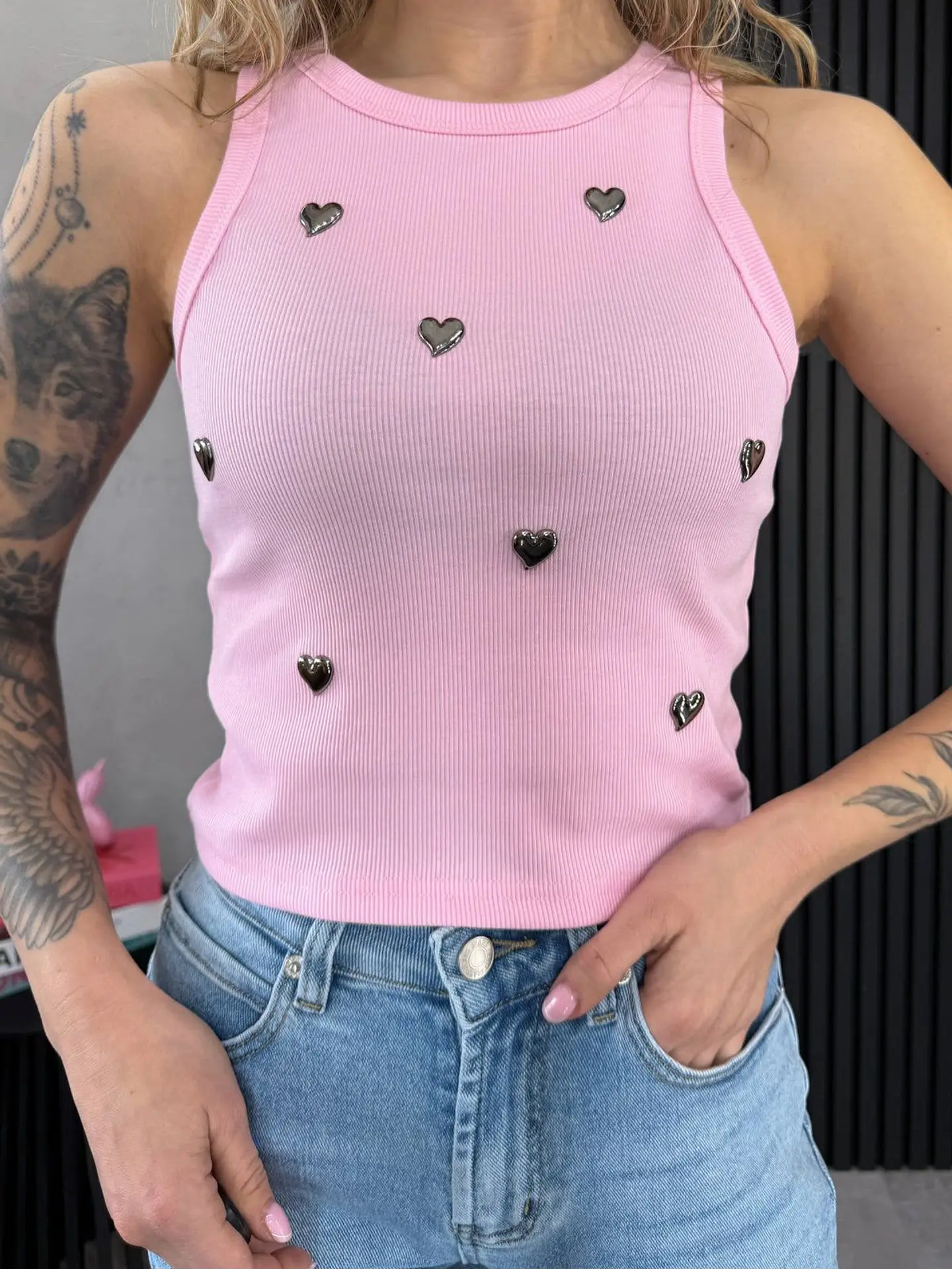 Camisola de malha com corações 3D -TU 6